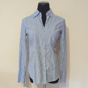 Converse XS Blue And White Striped Button Down With Back Ties 100% Cotton